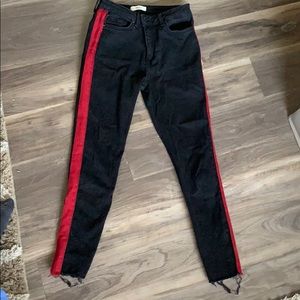 Black Jeans with red stripe down sides